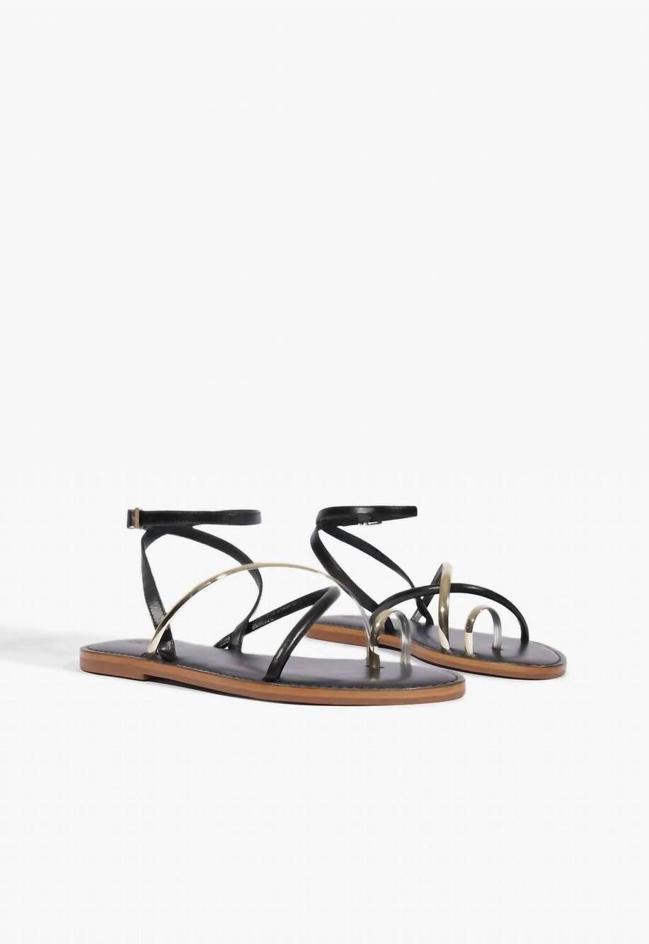 NEW SCHUTZ women's valeria flat leather sandals in black